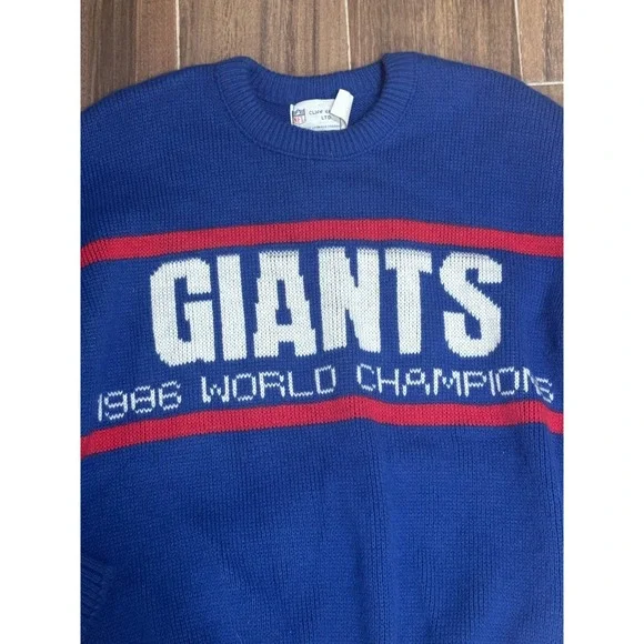 Vintage 1980s Cliff Engle New York Giants Sweater Bill Parcells World Champs M